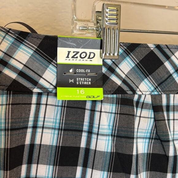 Izod Womens Black White Plaid Cool FX Performance Golf Bermuda Shorts 16 NWT - Picture 4 of 4